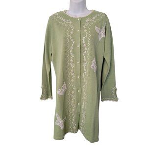 Storybook Knits S Shimmery Dream Green Sweater Tank‎ Cardigan Twinset BUTTERFLY